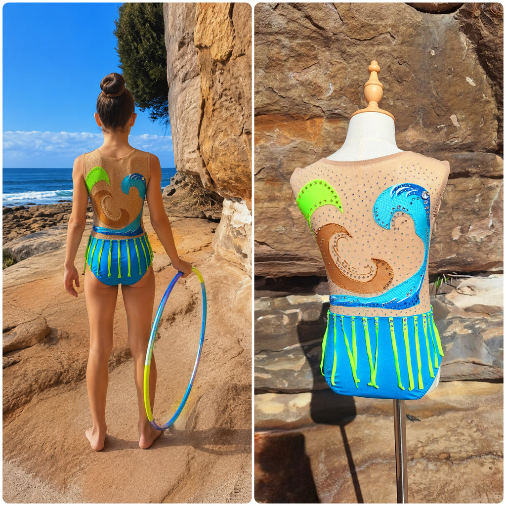 Gymnastics leotard "Ocean" size 7-8